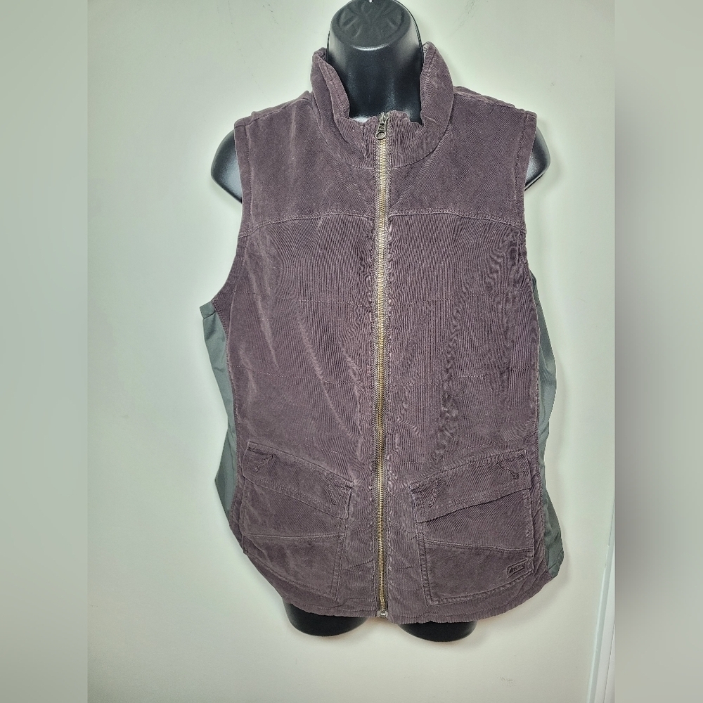 REI Riverstone Insulated Brown Corduroy Full Zip Vest sz L 833463